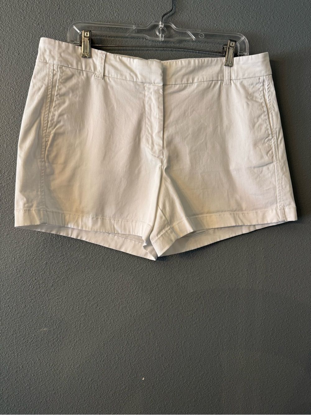 J.Crew Womens White Stretch Chino Shorts Size 12 Cotton Flat Front Casual